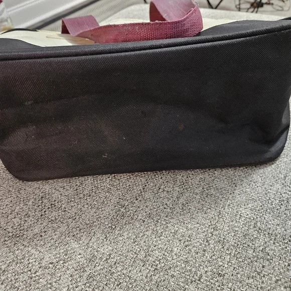 Harvard Vinyl Canvas Tote Two Tone Laege BLACK/BURGANDY/CREAM - Picture 5 of 12